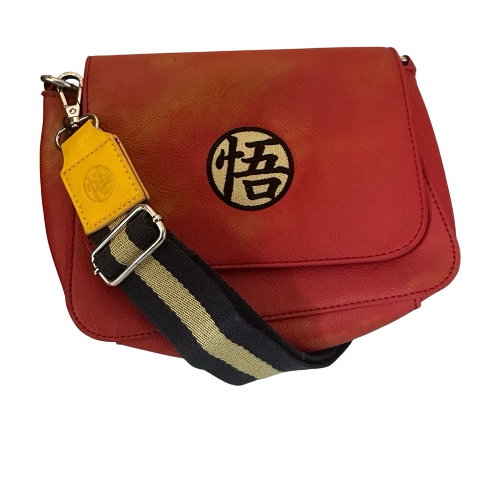 Loungefly Dragon ball Z  Red crossbody With Multi Colored Strap Handbag !!